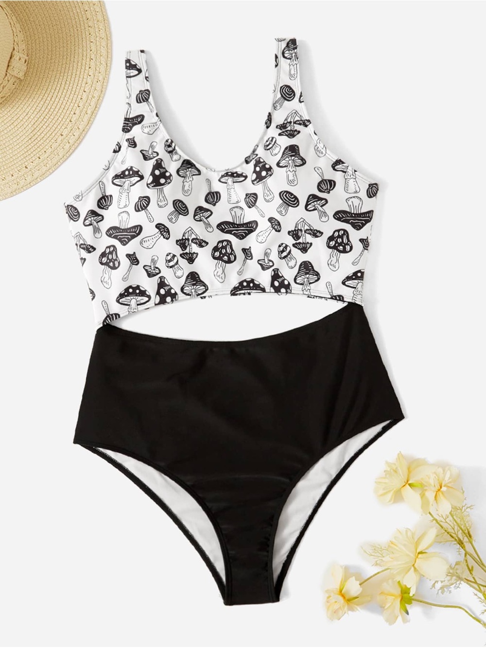CIDER Mushroom Print Cutout One-Piece Swimsuit – Size 3X